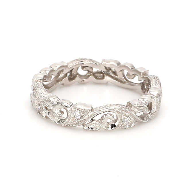Intricate Botanical Eternity Band