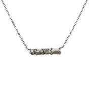 Diamond Bar Necklace with Baguette and Round Diamonds in 14K White Gold