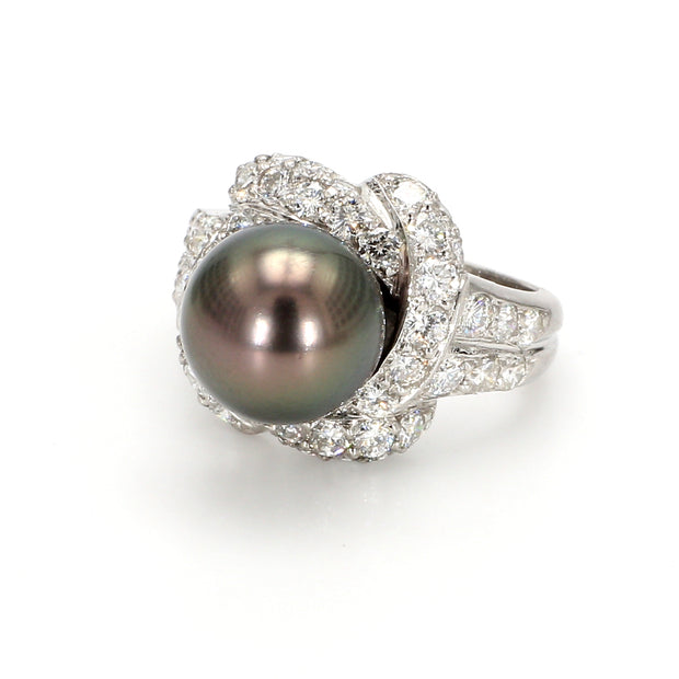 Floral Inspired Tahitian Pearl Fashion Ring