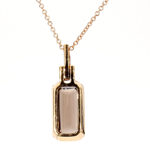 Rectangular Rose Gold Quartz & Diamond Necklace