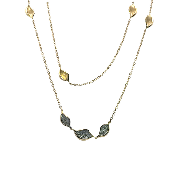 Dahlia | Petal Diamond Pavé Station 32" Necklace in 18kt Yellow Gold