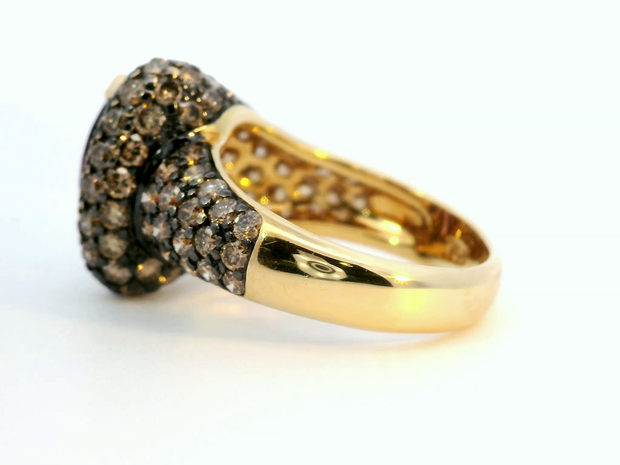 Strawberry Tourmaline & Champagne Diamond Ring