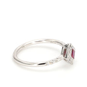 Square Ruby & Pave Diamond Engagement Ring