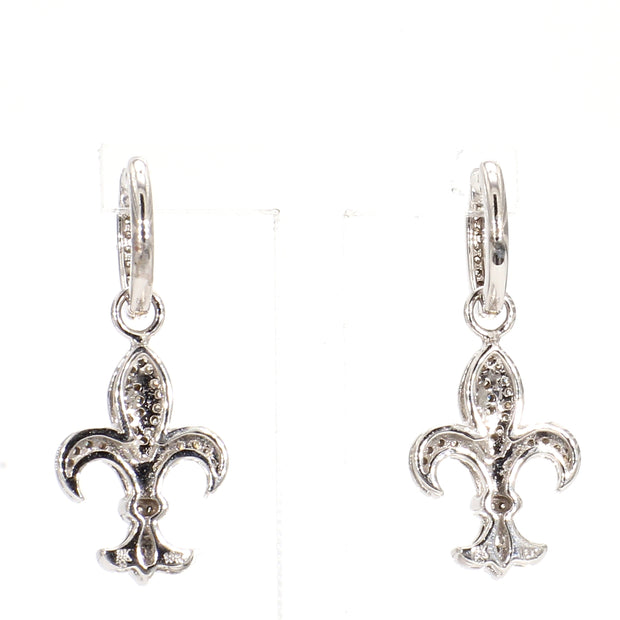 Fleur-de-Lis Diamond Hoop Earrings