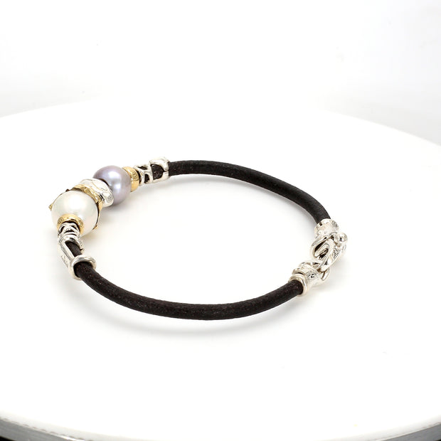 Leather Pearl Bracelet