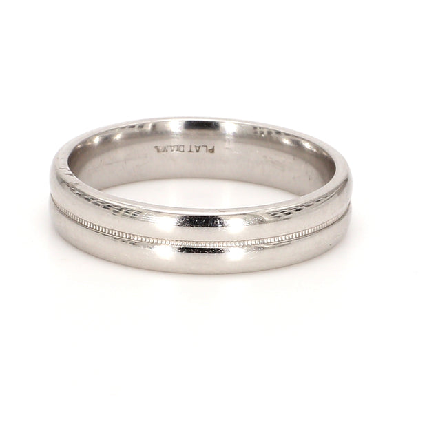 Grooved/Milgrain Mixed Plain Metal Band