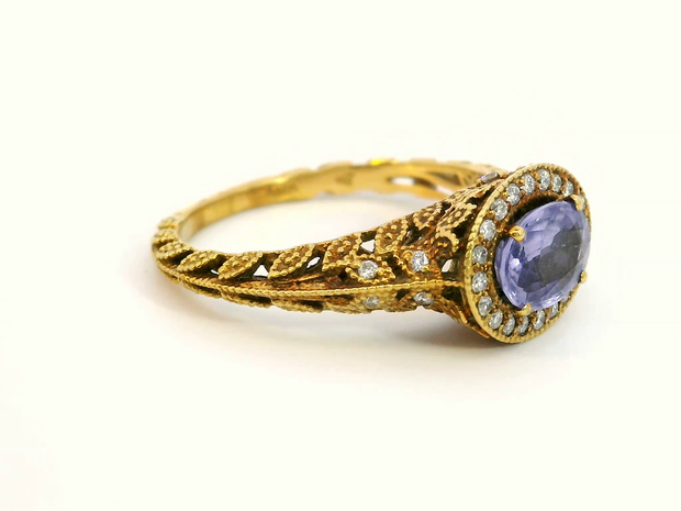 Intricate Lavender Sapphire Engagement Ring